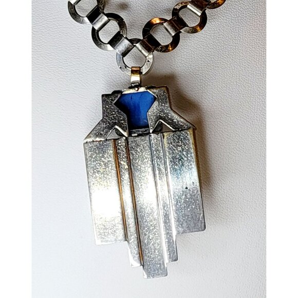 Silver Blue Steer Stone Fashion Necklace Artisan Look Statement Jewelry CT201 - Picture 8 of 12